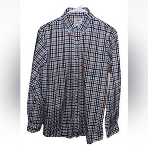 L.L. Bean Men's Plaid Button-Down Shirt Long Sleeve Red Blue Size S EUC